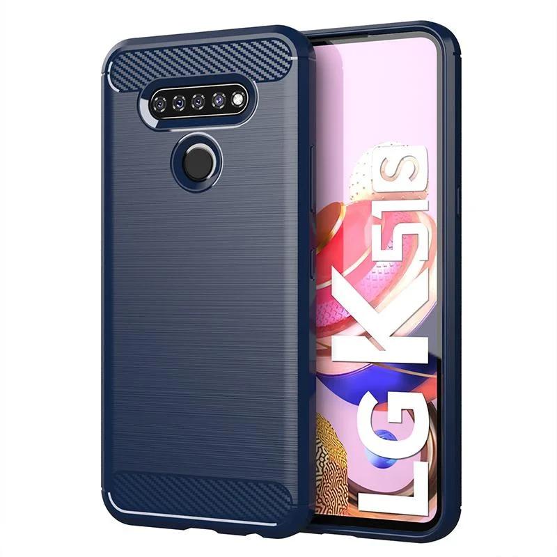 Carbon Fiber Texture TPU Case for K92 K22 K42 K52 K62 K51S K61S Velvet Stylo 6 5 V60 V50 ThinQ Shockproof Protective Cover Funda