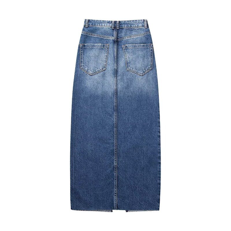 Fashion Style 2024 Summer New Arrival Women's Easiest for Match Slit Design High Waist Mid Length Long Length Denim Skirt 2553241