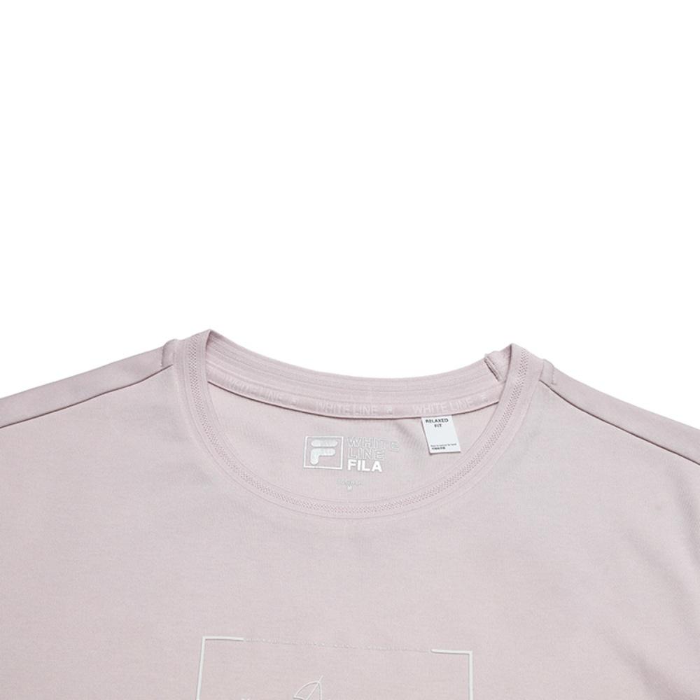 Fila White Fashion Simple Casual Comfortable Versatile Knitted Short Sleeve T-Shirt Women Tops Lotus-Gray-Pink F11W623113FPK