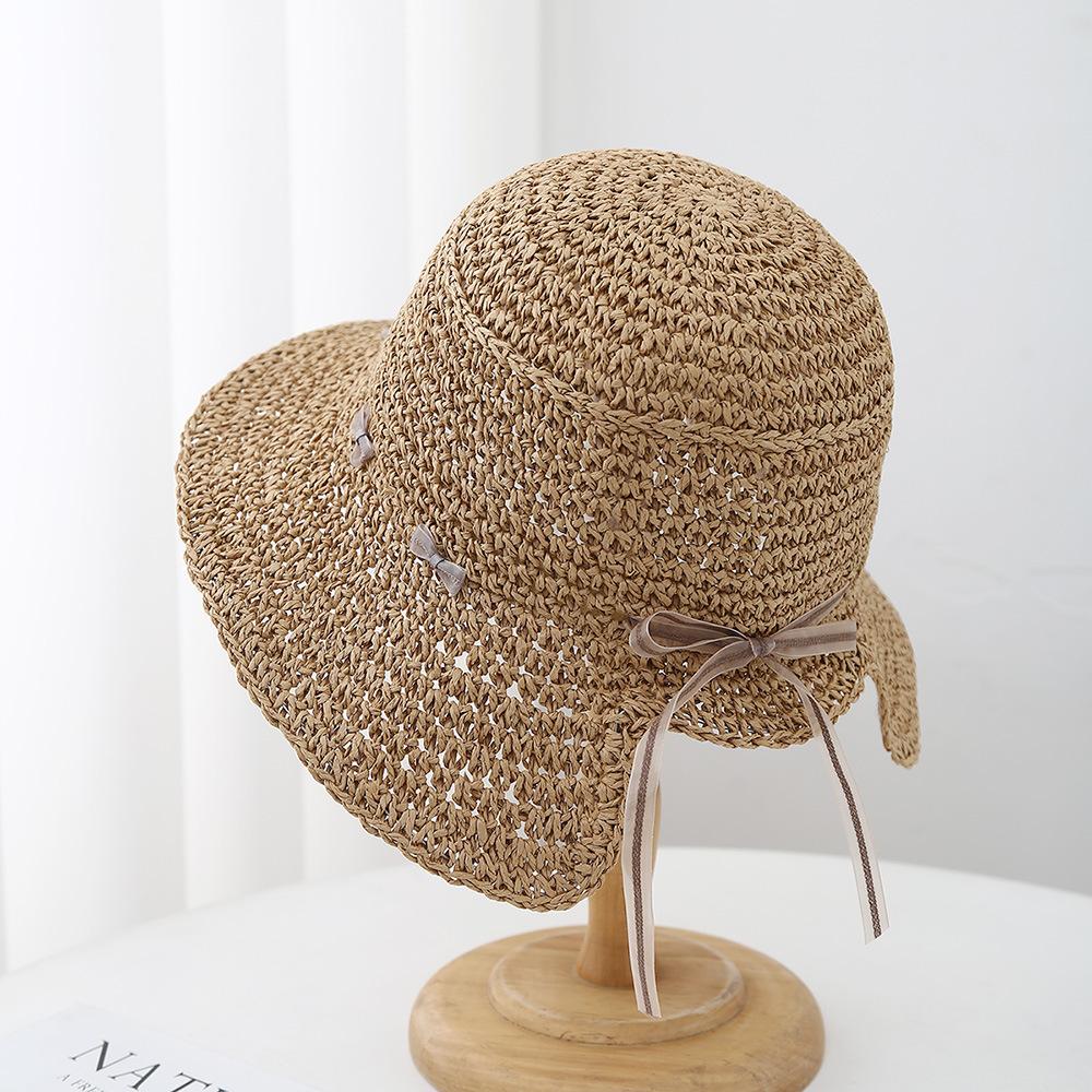 

Bucket Hat Female Sunhat Women s Summer Hat Ethnic Style Straw Big Brim Fisherman Cap Sunshade Beach Accessories Seaside 56-58CM хакі