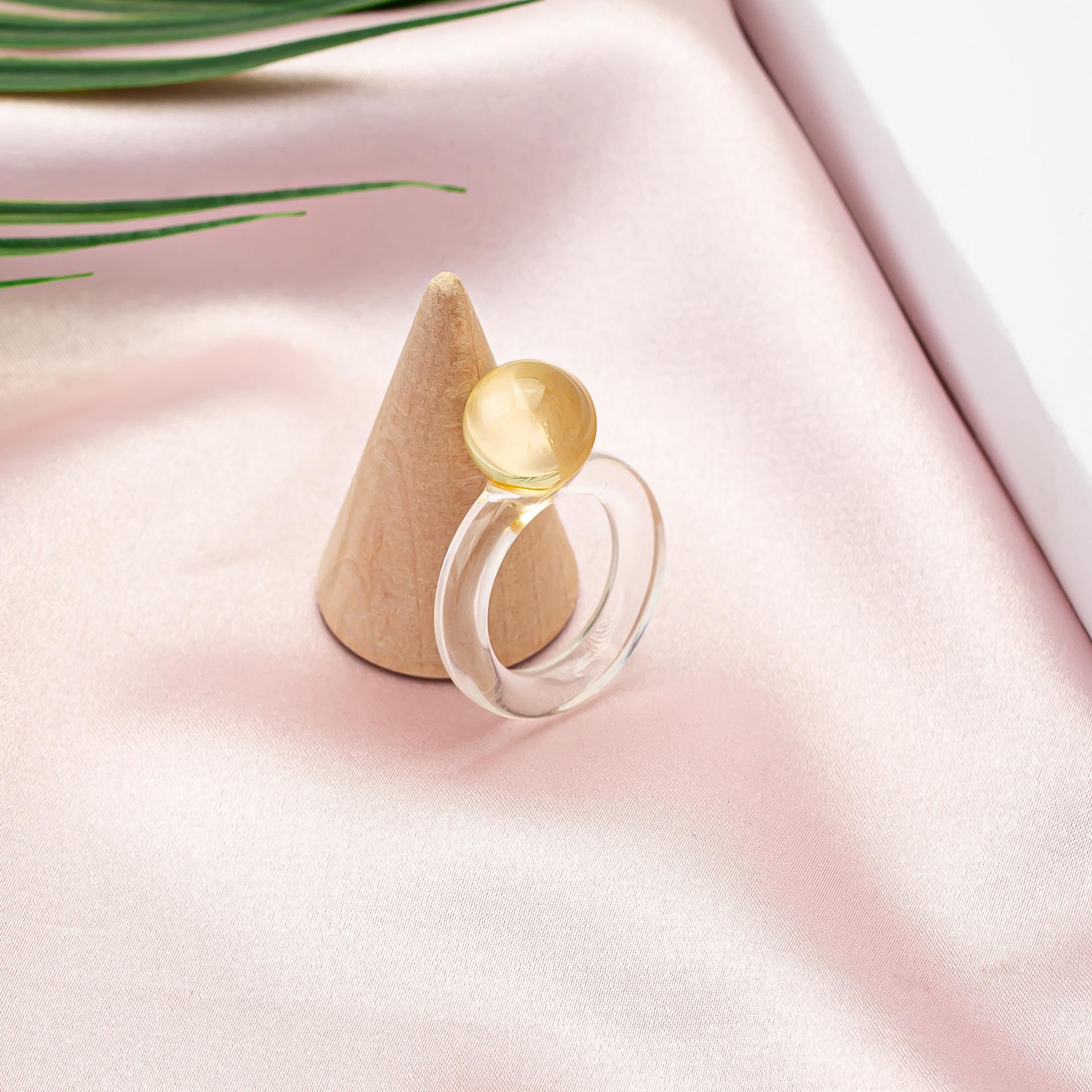 

Korean Fashion Geometry Square Spherical Zircon Acrylic Ring for Women Sweet Personality Finger Jewelry Party Accessories Gifts Inner diameter 18MM білий