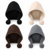 Keep Warm Pom Pom Hat Plush Neck-protection Integrated Cap Warm Ear Protection Cap  Daily Outfits