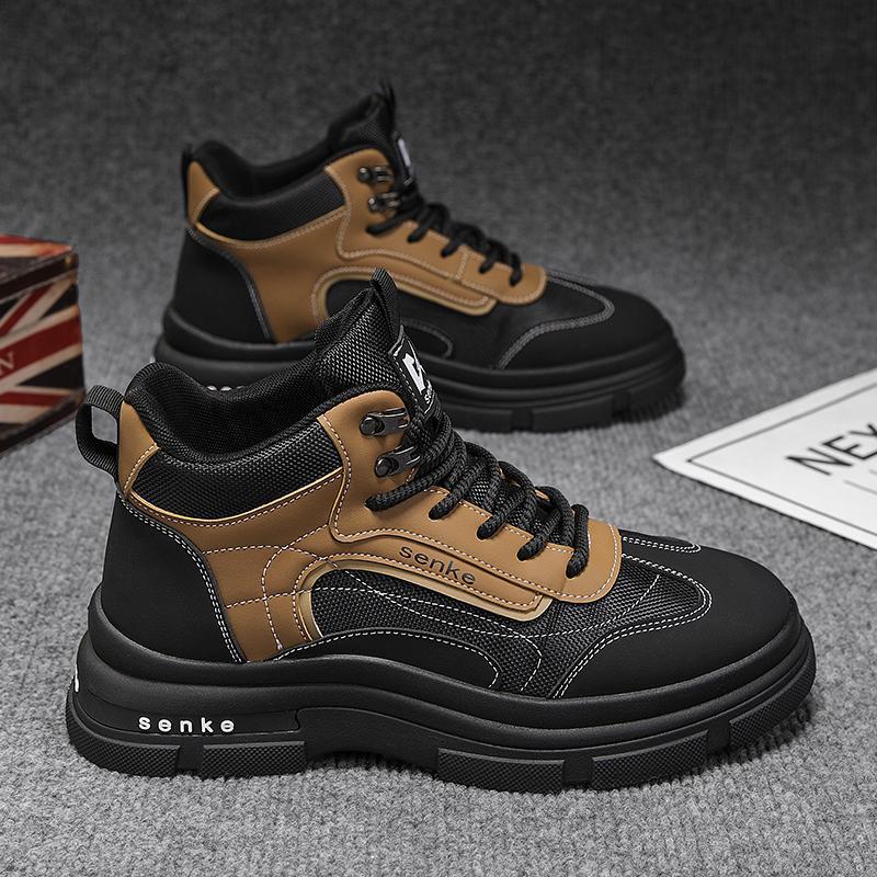 

Осень новые мужские высокие ботинки Мартин на толстой подошве, модные британские уличные рабочие короткие ботинки, повседневные мужские ботинки из живой кожи 44