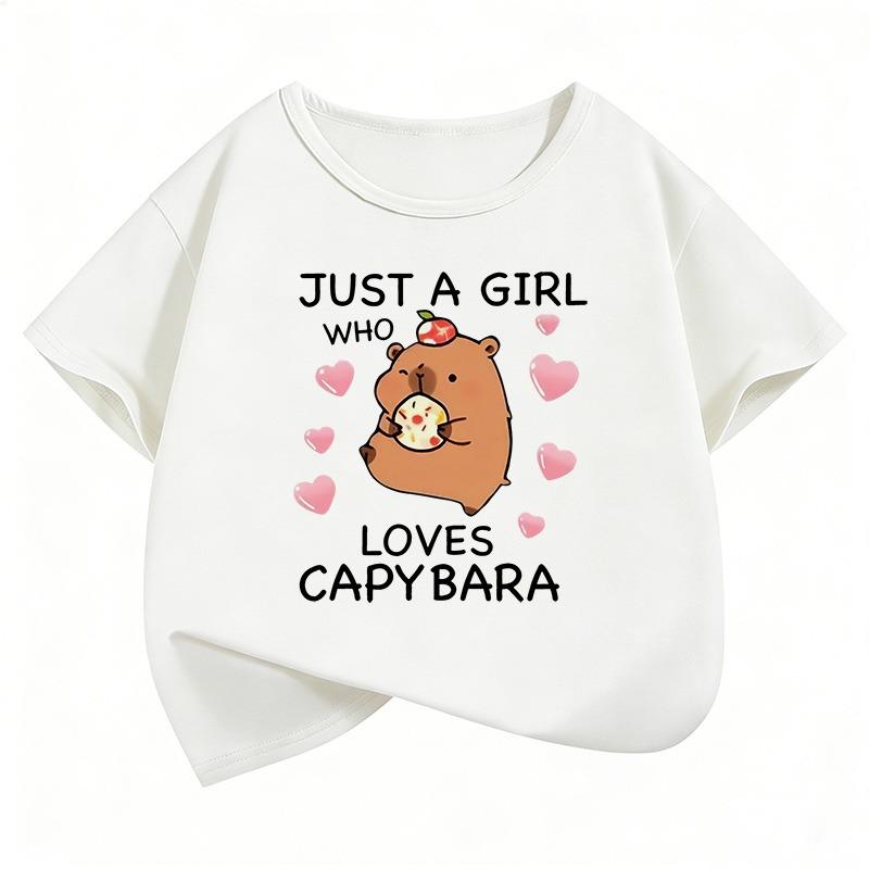 Just A Girl Who Love Capybara T Shirts Funny Short Sleeve Summer Spring Kids Children's T-shirt Boys Girls Casual Top Tee Shirt