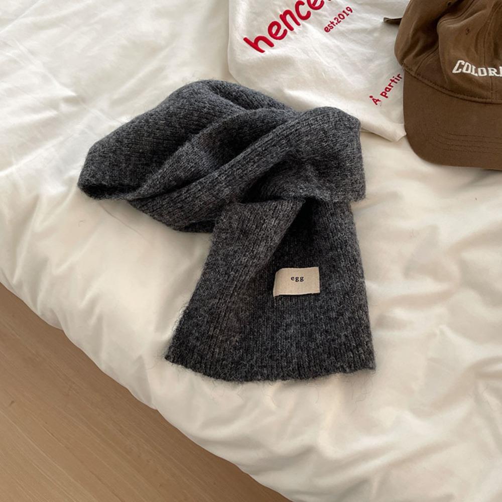 Cold Proof Solid Color Women's Woolen Scarf Thickened Woolen Knitted Warm Scarf Soft Yarn Knitted Scarf Outdoor Warm