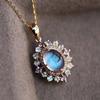 Radiant Colorful Moonlight Stone Necklace For Women  Inlaid Pink Blue Crystal Pendant New In Light Luxury Elegant Jewelry