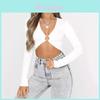 Baumwoll-Seide Langarm Crop Top Mit Spleißung Und Metall-Dekor Für Partykleidung