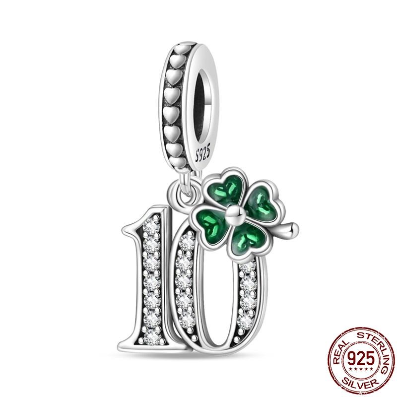 Genuine New Product Copper Lucky Number Pendants Fits Pan Bracelets DoItYourself Charms For Women Jewellery Fashion Gifts
