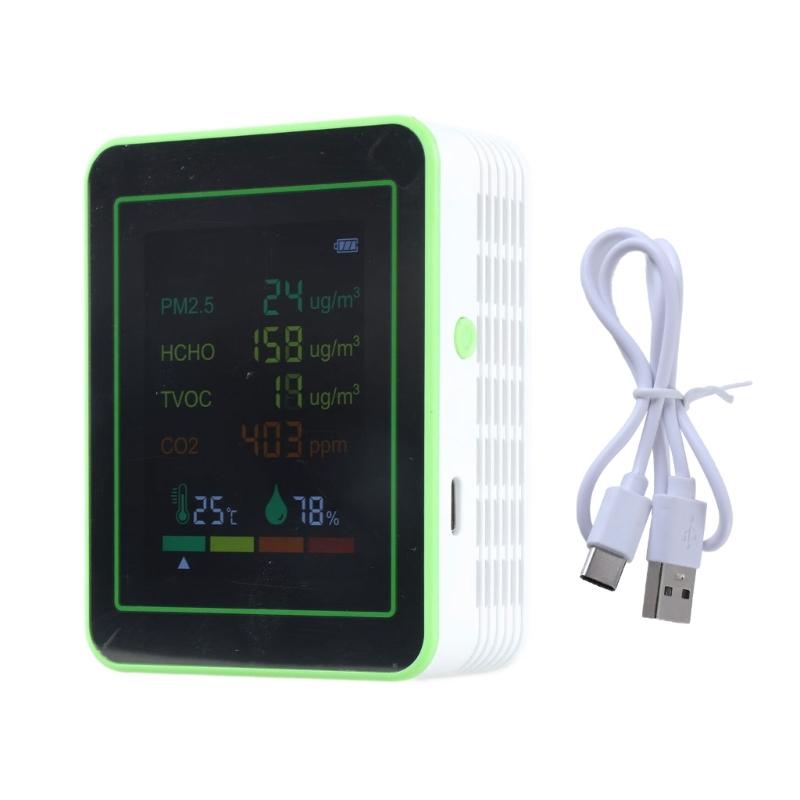 Easy to Use Indoor Accurate Air Quality Monitoring Analysis CO2, Temperature, Humidity, TVOC, Formaldehyde, HCHO Level