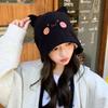 Autumn and Winter Confinement Hat Japanese Style Cute Cat Ears Baotou Hat Korean Style Face-showing Small Warm Ear Protection Knitted Hat