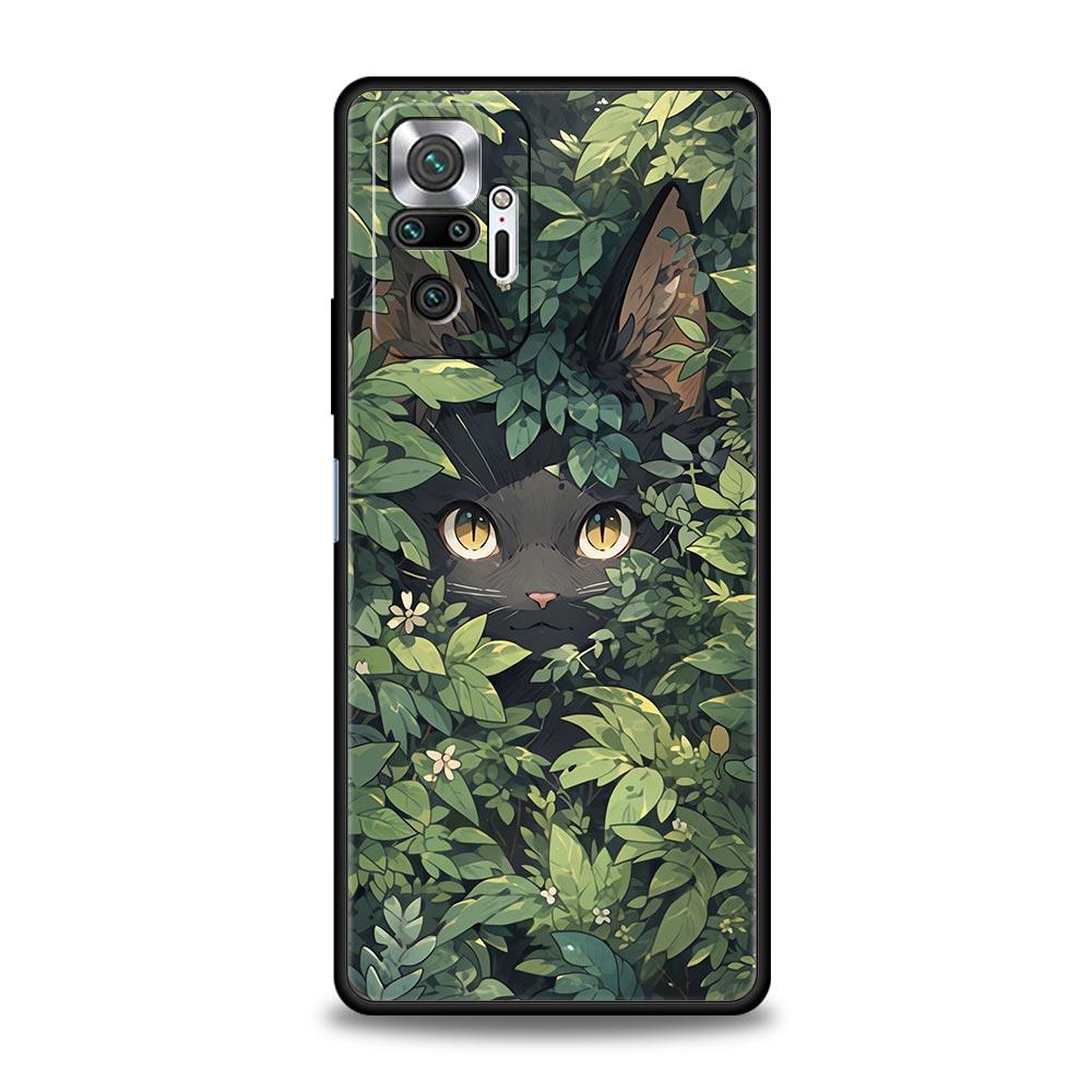 Handyhülle für Xiaomi Redmi Note 14 13 12 5G 11 10 Pro Plus 4G 9S 9 14C 13C 12C 10C 9C 9A Hülle Künstlerische Schwarze Katze Sternenklare Nacht