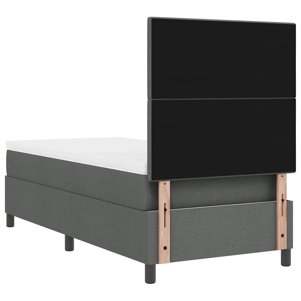 Boxspring Bed with Headboard Dark Grey 100 x 200 cm Fabric