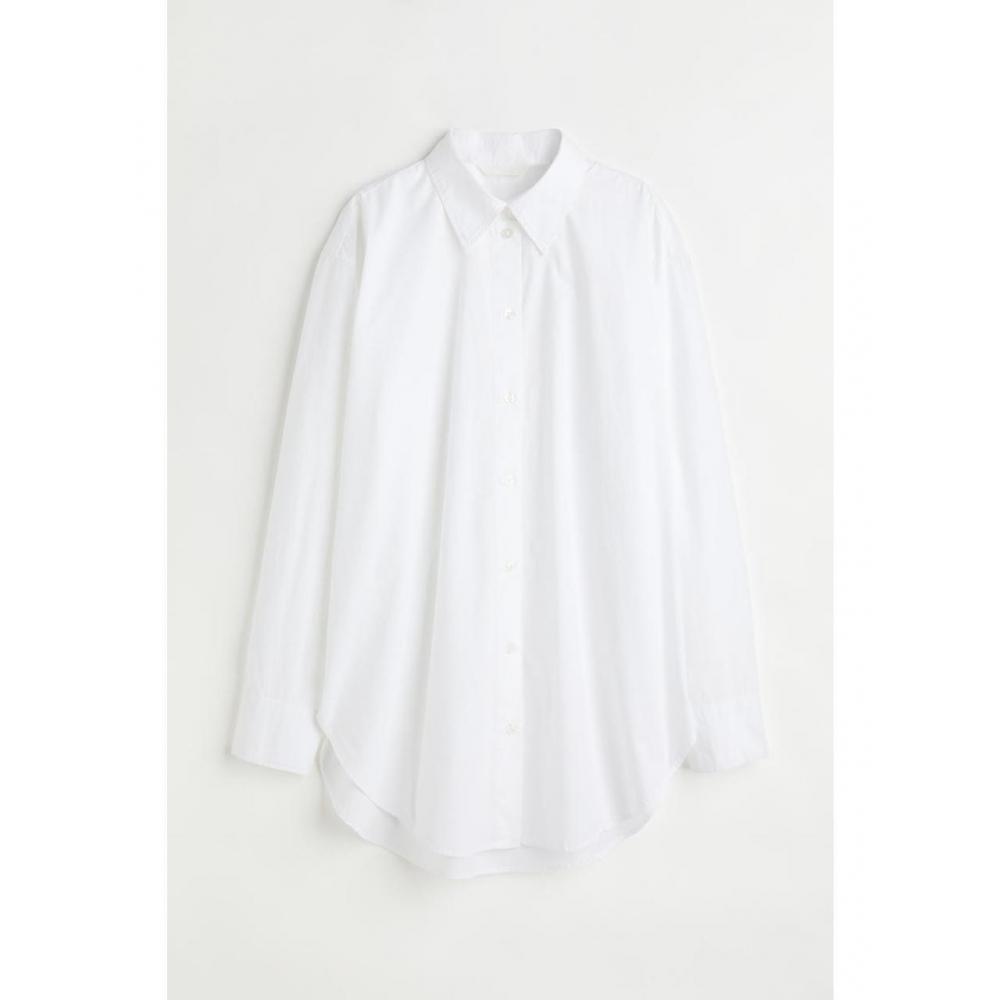 

Хлопковая рубашка HM, белая 1076487001