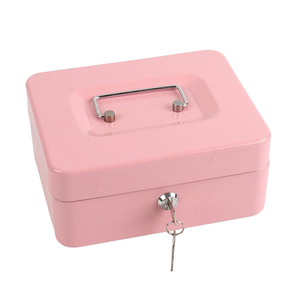 Metal Cash Box with Lock Case Container with Keys for Kids Girls Boys Prizes
