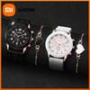 Xiaomi 2PCS/Set Geneva Women Watch Fashion Silicone Band Quartz Wrist Watch Heart Bracelet Set