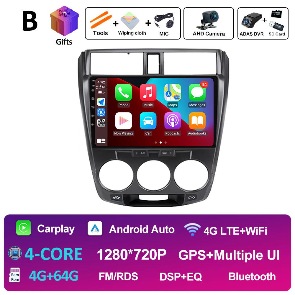 Android 14 Car Multimedia Video Radio Player For Honda City 2008 2009 2010 2011 - 2014 Wireless Carplay Autoradio Bluetooth WIFI