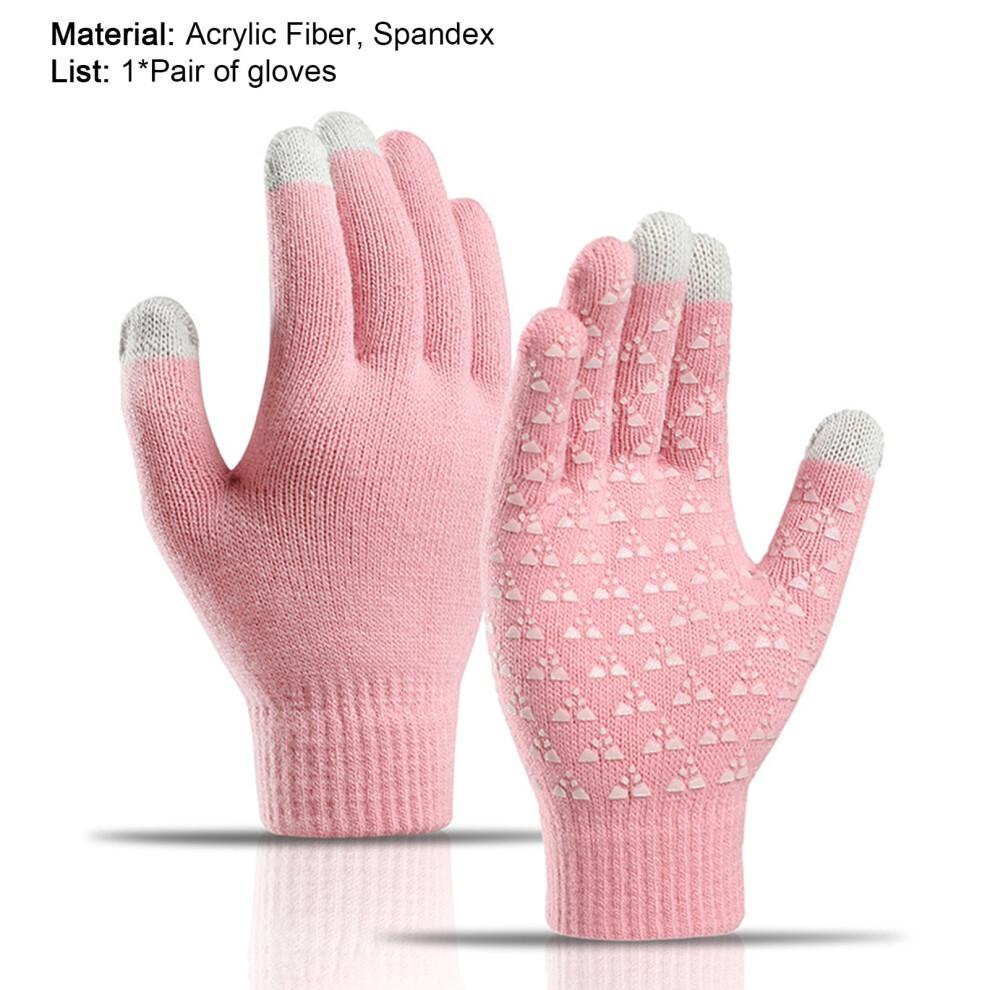 Limei 1 Pair Winter Warm Touchscreen Gloves for Men and Women Fleece Lined Knit Anti Slip Spandex Glove