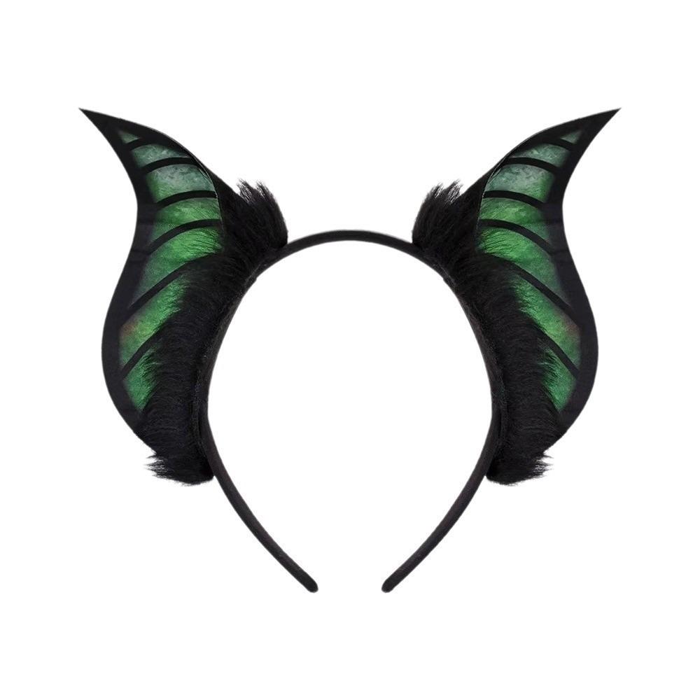 Furry Bat Ears Headband DIY Halloween Hairband Creative Halloween Costume Cosplay Props Kids зелёный