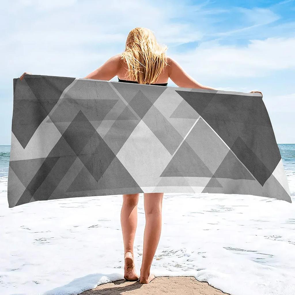 Geometry Marble Bath Towel,Abstract Beach Towel Soft Absorbent Washcloths Quick Dry Towelling,Sandless Lightweight Beach Blanket