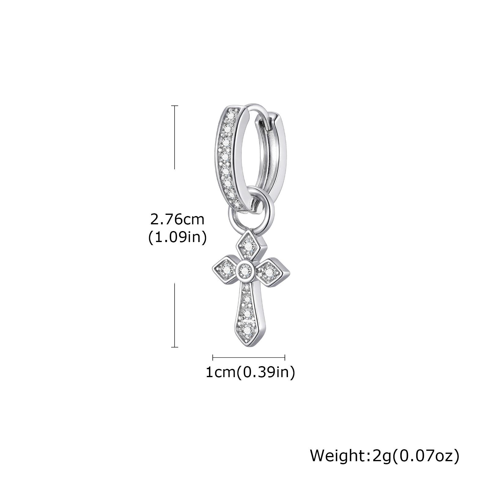 

Vnox Cross Pendant Hoop Earrings for Men Boys, 27.6mm Silver Color Copper Zircon Punk Jewelry, Gothic Style Birthday Party Gifts