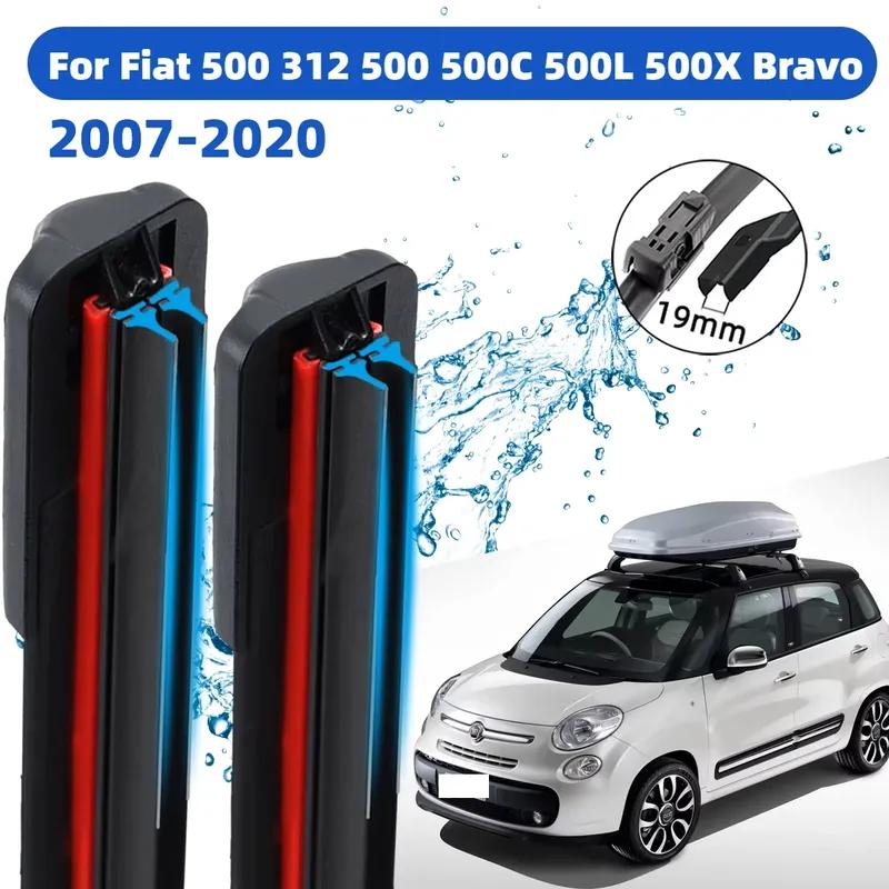Front Wiper Accessorie Double Rubber Car Wipers for Fiat 500 312 500 500C 500L 500X Bravo 2007- Wipers Brushes New Upgraded