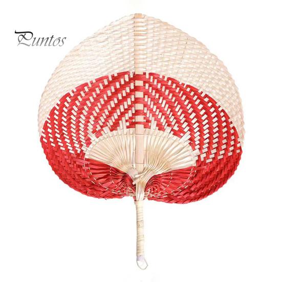 

Веер ручной работы из натурального бамбука, рафии, ручной веер из пальмовых листьев в китайском стиле, летний охлаждающий веер, украшение для свадебной вечеринки красный/белый