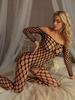 Sexy Crotchless Lingerie For Women Fishnet Teddy Bra Set Erotic Costumes Stretch Mesh Hollow Bodystockings Female Underwear Sets