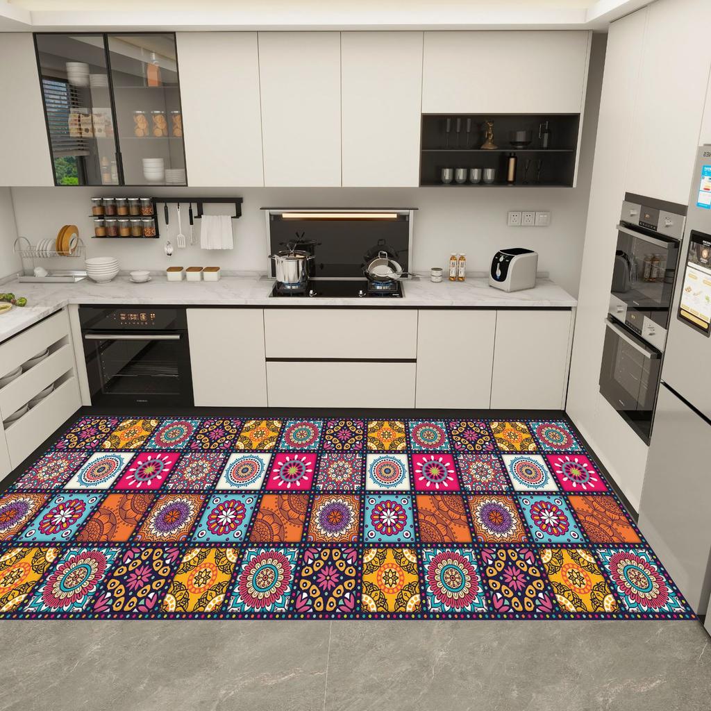 Flower and Grass Pattern Carpets Entrance Mats Dirt Resistant and Easy To Maintain Foot Mats for Living Rooms