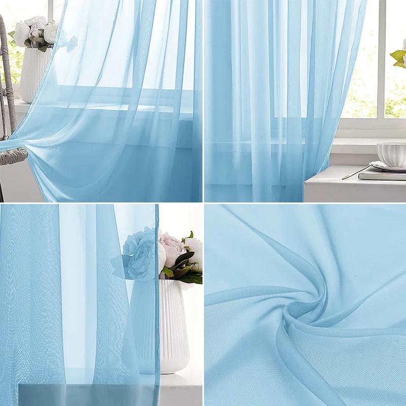 Light Sheer Voile Curtains with Rod Pocket Semi-Transparent Window Drapes for Bedroom Living Room Dining Room Light Transmittance Lace Curtains
