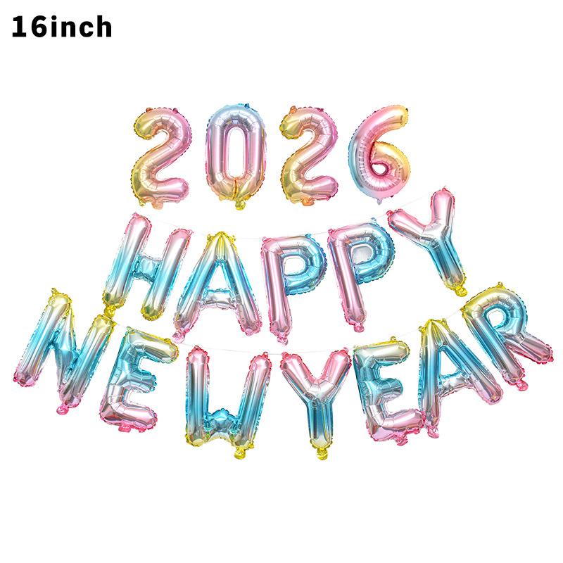 2026 Happy Year Aluminum Foil Balloon Set Year Party 2026 Happy Year Party Year Atmosphere Props