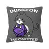 Dungeon Meowster Tuxedo Cat With D Square Pillow Cases Cushion Covers Creative Decorative Pillowcase for Home