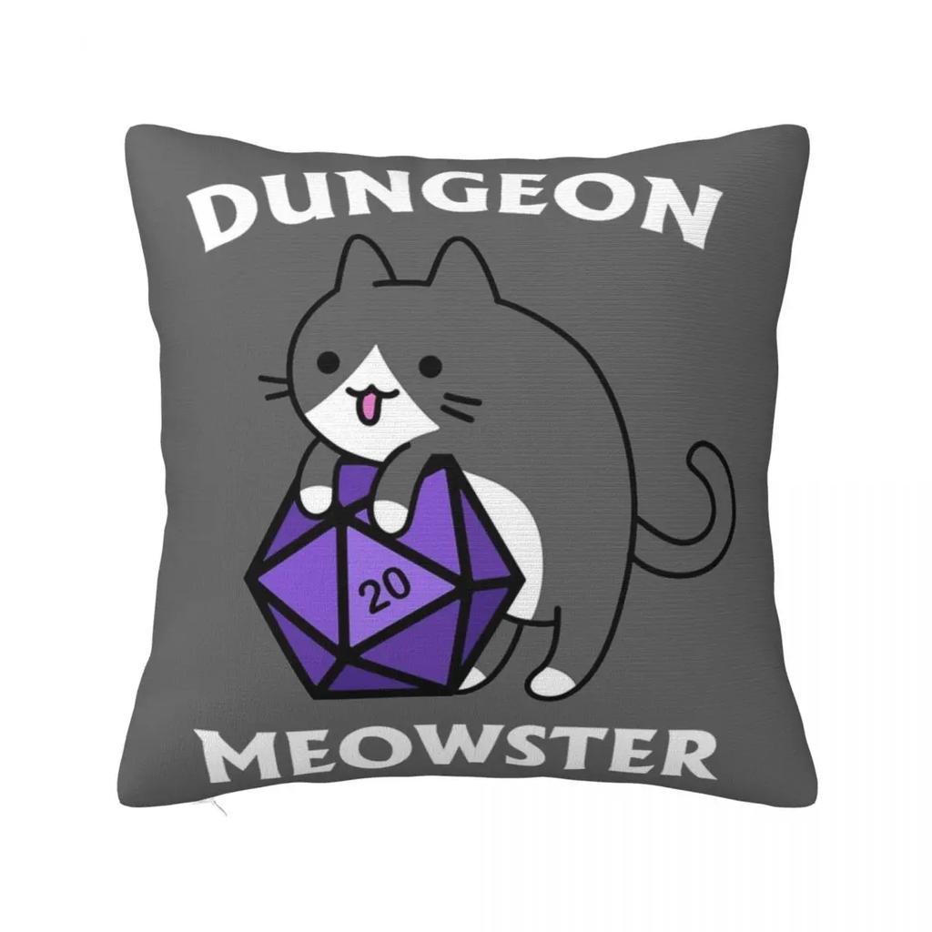 Dungeon Meowster Tuxedo Cat With D Square Pillow Cases Cushion Covers Creative Decorative Pillowcase for Home