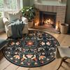 Round Living Room Carpet Foldable Machine Washable Persian Ethnic Style Coffee Table Mats Bedroom Bedside Cloakroom Wool Rugs
