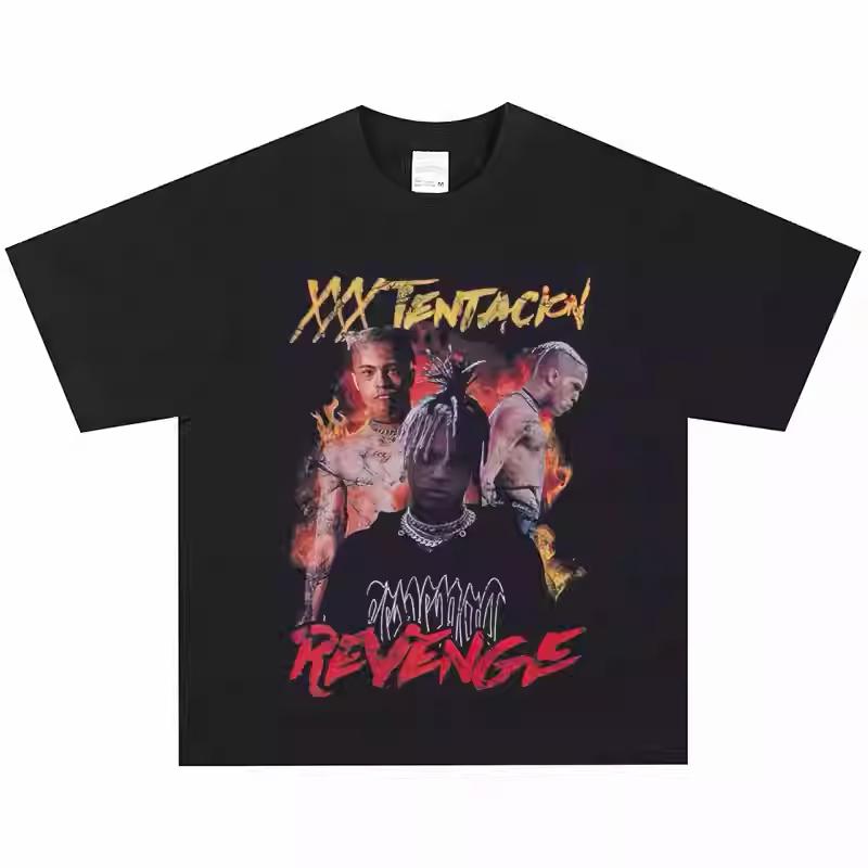 2026 XXXTentacion Хип-хоп Рэп-певец Футболка Американский Ретро Уличный Тяжелый Хлопок Короткий Рукав Винтажный Модный Удобный L