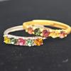 Verstellbarer S925 Sterling Silber Natürlicher Bunter Turmalin Unendlichkeitsband-Ring - Frischer Nischen-Schlichter Band-Schmuck.