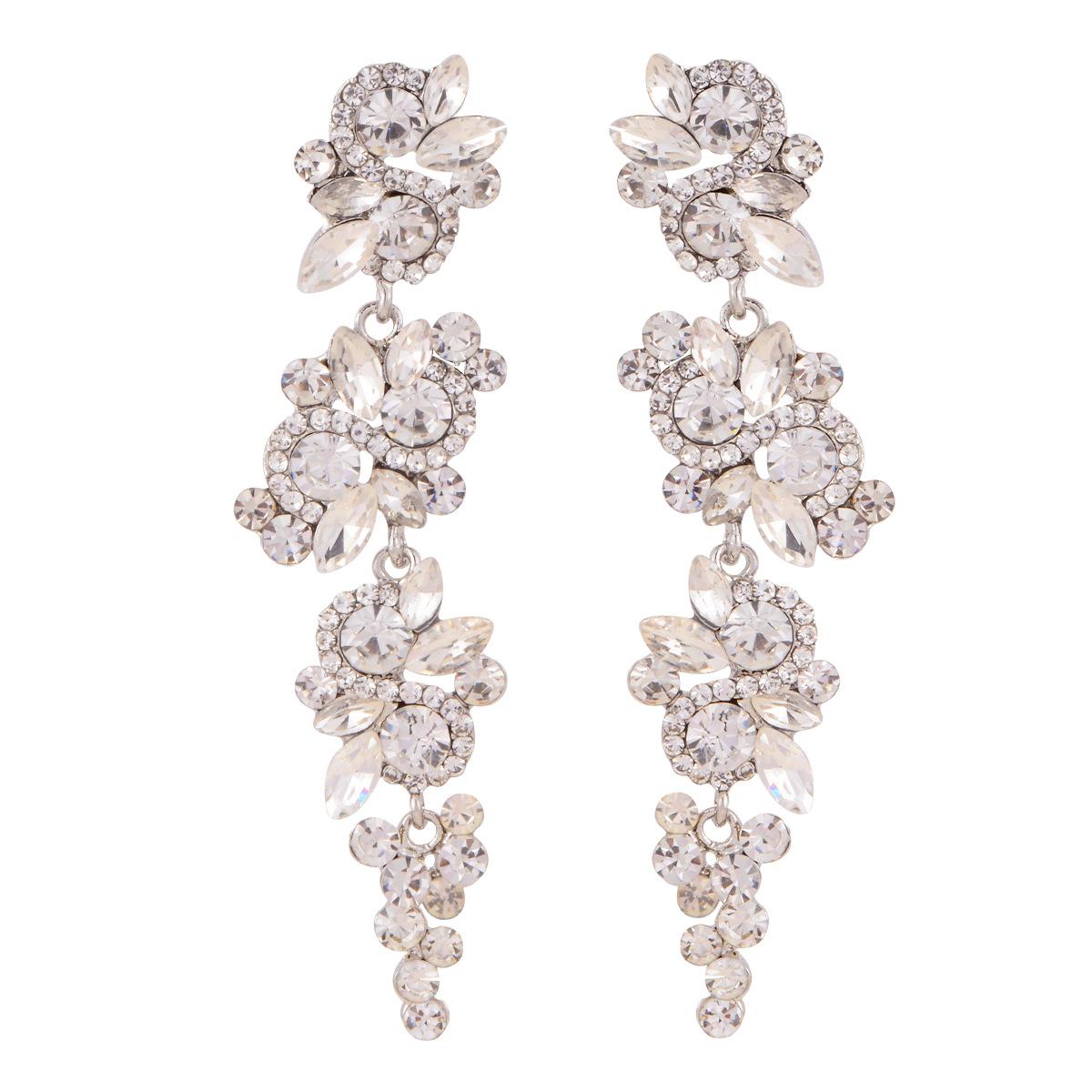Crystal Wedding Earrings Tassel Long Earrings белый