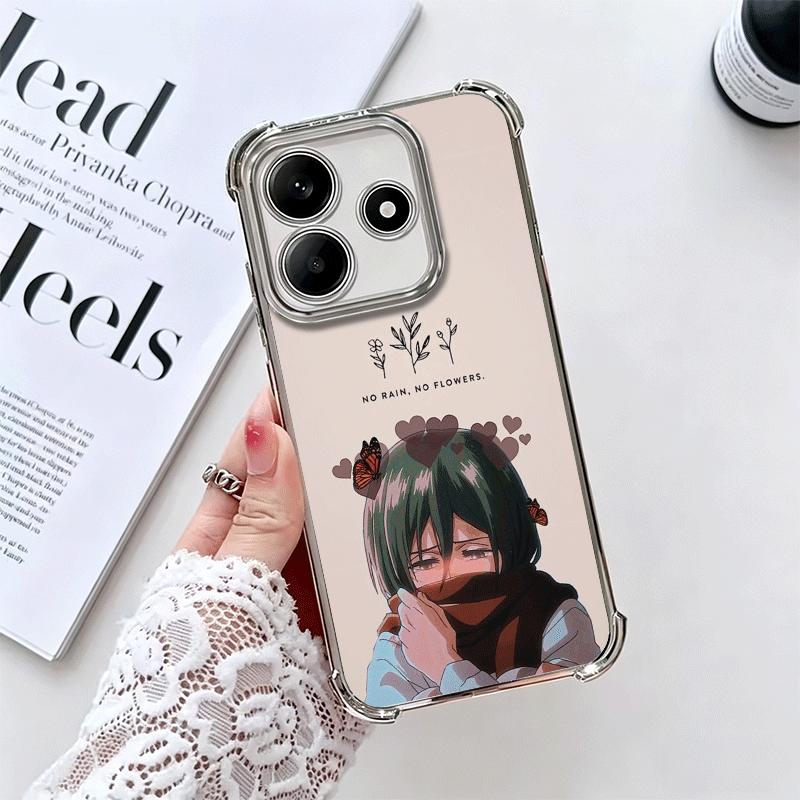 

A-Attack On T-Titan Mikasa Plating Phone Case For Xiaomi Redmi Note 14 15 Pro Plus 13 12 11 11S 11T 10 9S 9 5G Anti-Fall Airabag Redmi Note 15 4G