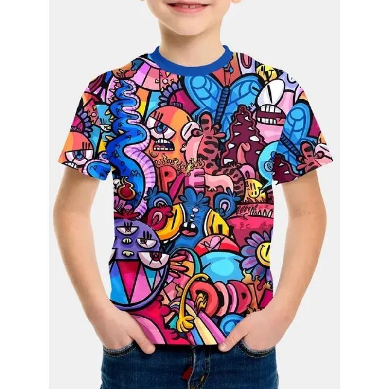Children's Clothing Boys Tshirt Short Sleeve Girl T-Shirt 3D Cartoon Casual Round Neck Tees Kids Summer Clothes Tops