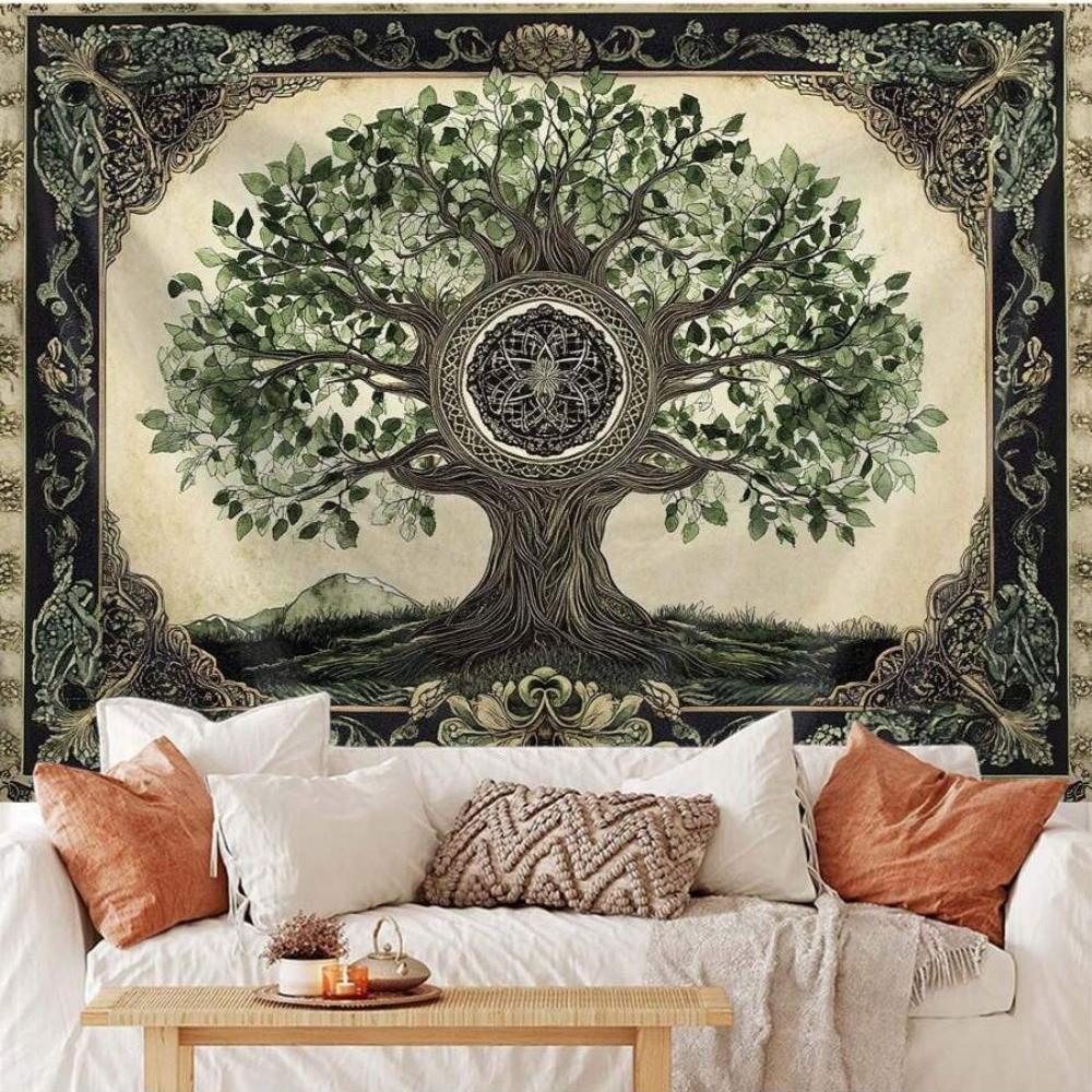 Vintage Life Tree Tapestry Nordic Mythology Bedroom Aesthetics Living Room Dormitory Background Home Decoration