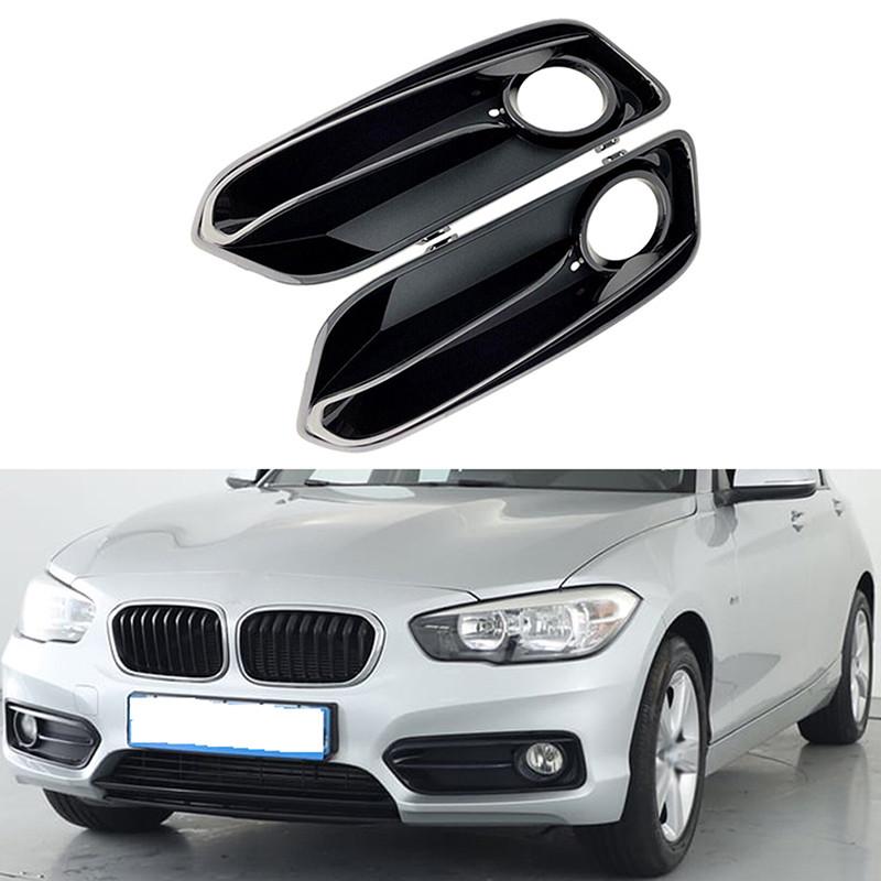 Car Front Bumper Lamp Bezel Fog Lights Frame Cover For BMW 1 Series F20 F21 LCI Sport 2015-2018 With Lamp Holes Black