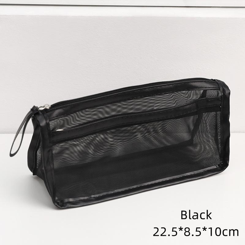 Astuccio per matite in rete a doppia trazione da 1 pz. Astuccio per penne portatile con custodia a colori visiva per cancelleria per ufficio scolastico