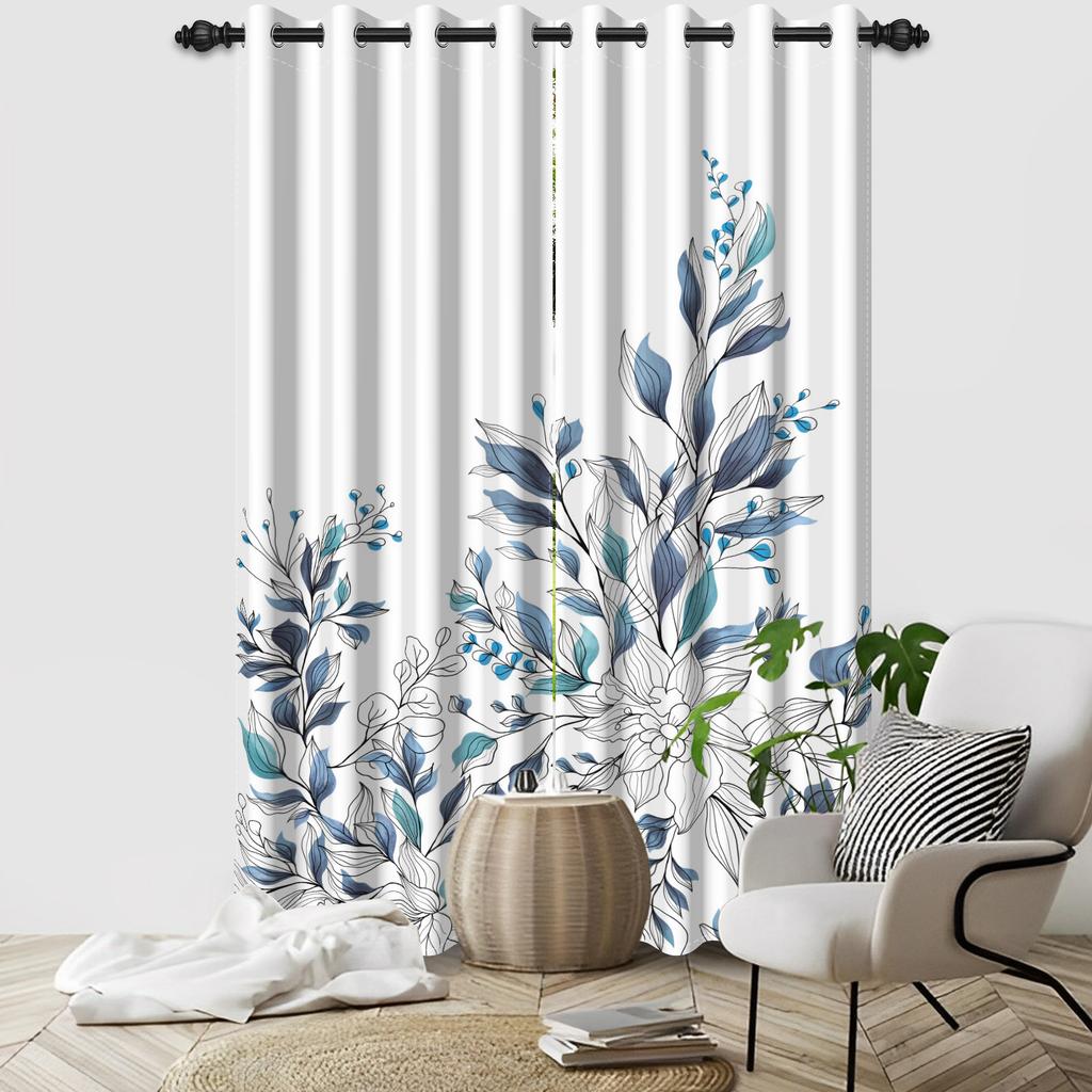 2Pcs Modern 100% Blackout Curtains Uv Protection Heat-Resistant Light-Blocking Drapes Living Room Bedroom Hotel Window Curtains