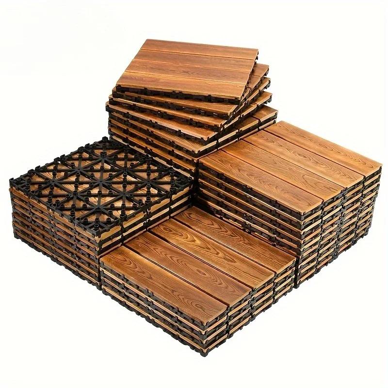 1pc Wooden floor tiles, outdoor terrace balcony DIY splicing installation, courtyard floor tiles