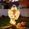 Outdoor Holiday Lawn Accents Halloween Swirling Ghost Pumpkin Yard Lamp Lighted Spooky Front Porch