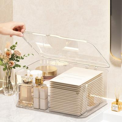 Acrylic Transparent Makeup Storage Box Shell Design for Home Office and Bathroom Essentials Multifunctional Stationery Organizer