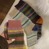 Female Winter New Style Plush and Thick Color Stripes Students All with Long Socks