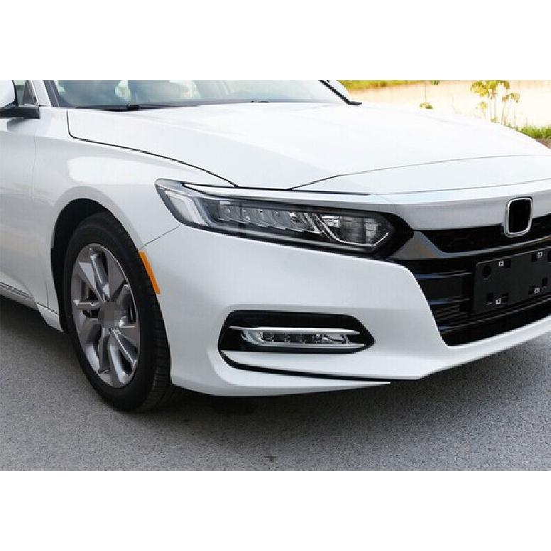 Fit For Honda Accord 2018- ABS Chrome Front Bumper Fog Light Lamp Cover Trim