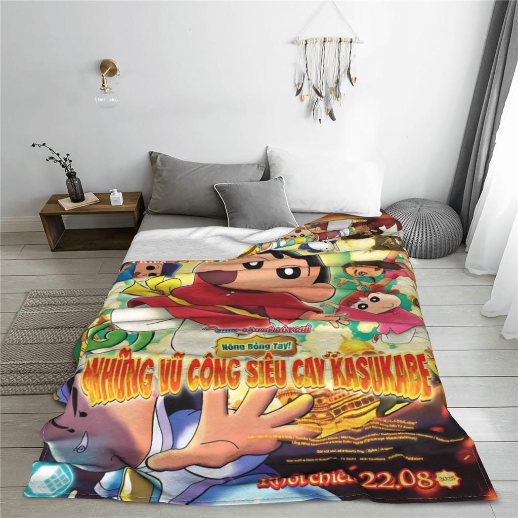 Crayons Shin-chans 2025 Funny Cartoon Flannel Blankets Winter Soft Throw Blanket for Boy Girl Home Decor Bedspread Bed Cover