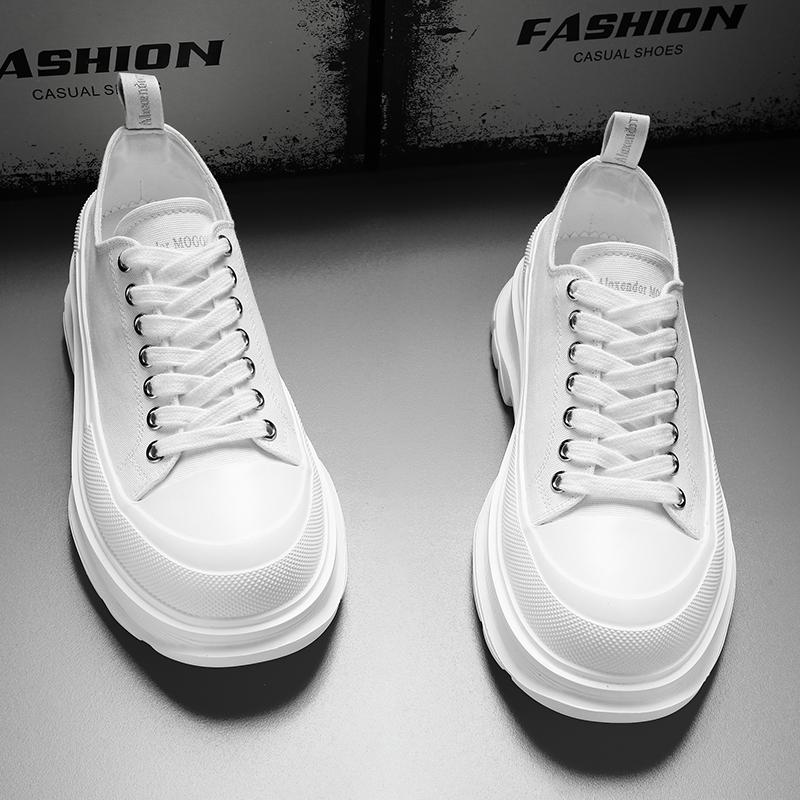 

Мужские холщовые высокие дышащие кроссовки на платформе: Модная толстая подошва для увеличения роста и повседневного стиля 40