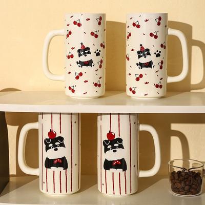 Schnauzer Hochwertige Keramik-Wassertasse Kindertagsgeschenk Cartoon-Becher Große Kapazität Gerade Tasse Souvenir
